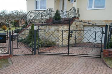 Flügeltor elektrisches Tor Toreinfahrt Tore Elektro Automatik Flügeltore Schwenk Einfahrt Schmiedeisen Einfahrtstore Schiebe oder Flügeltor Echte Handarbeit Maßanfertigung Modell #049fluegeltor