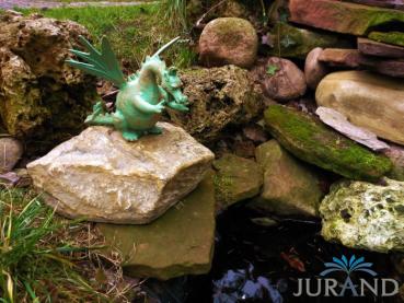 WASSERSPEIER BRUNEN FIGUR STEINFIGUR FÜR GARTEN DEKO TEICH WASSERSPUCKER 6028