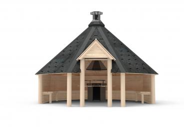 Preview: Hütte Grill Grillkota Hütte Überdachung Haus Finnische 16,5 m² Kota