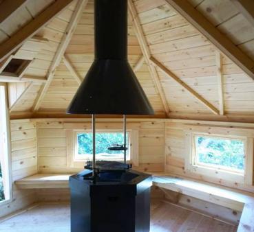 Holz Grill Hütte Skandinavische Grillkota inkls Anbau 12,75m² Grillhaus