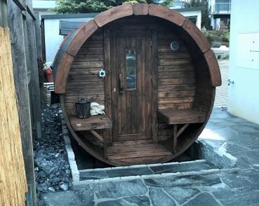 Runde Holzsauna Fasssauna Saunafass outdoor Landhaus Garten Saunas 3m