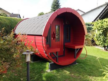 Preview: Saunafass Fasssauna Sauna Holzsauna Runde Holz Saunas 6-8 Personen 350cm