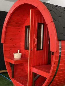 Preview: Runde Holzsauna Fasssauna Saunafass outdoor Landhaus Garten Saunas 3m