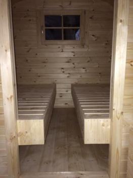 Preview: Camping Haus Ferienhaus Winziges Fertighaus Holzhaus 230x480cm Fasshaus