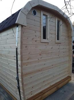 Preview: Holzsauna Fass Sauna Garten 46mm Fasssauna mit Schindeln 4-6 Personen