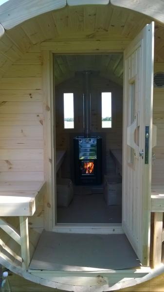 Saunafass Fasssauna Sauna Holzsauna Runde Holz Saunas 6-8 Personen 350cm