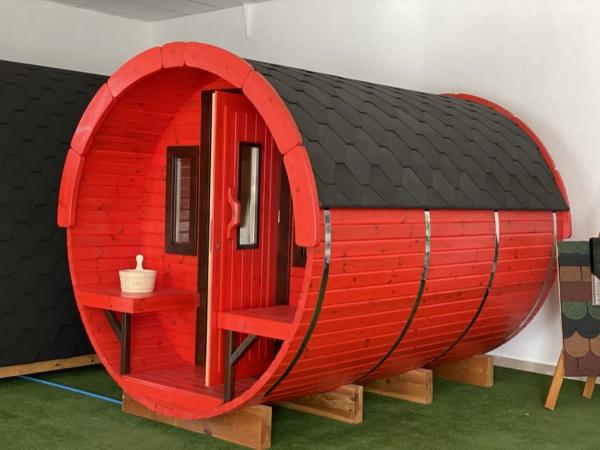 Runde Holzsauna Fasssauna Saunafass outdoor Landhaus Garten Saunas 3m