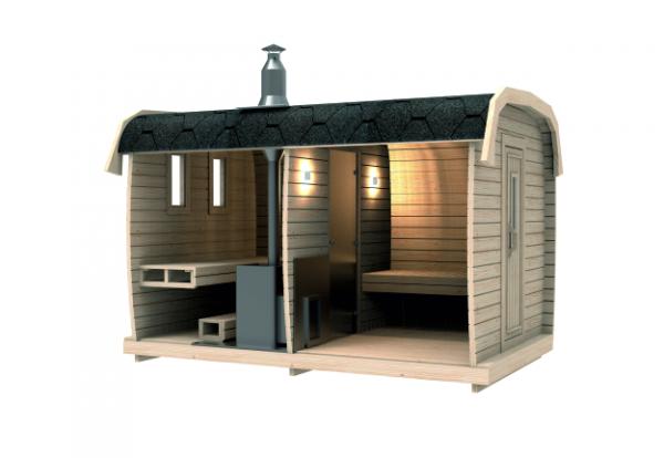 Holzsauna Fass Sauna Garten 46mm Fasssauna mit Schindeln 4-6 Personen